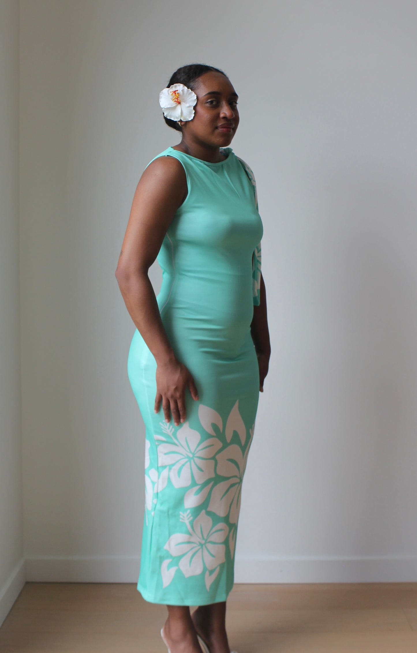 Hibiscus Dress - Turquoise