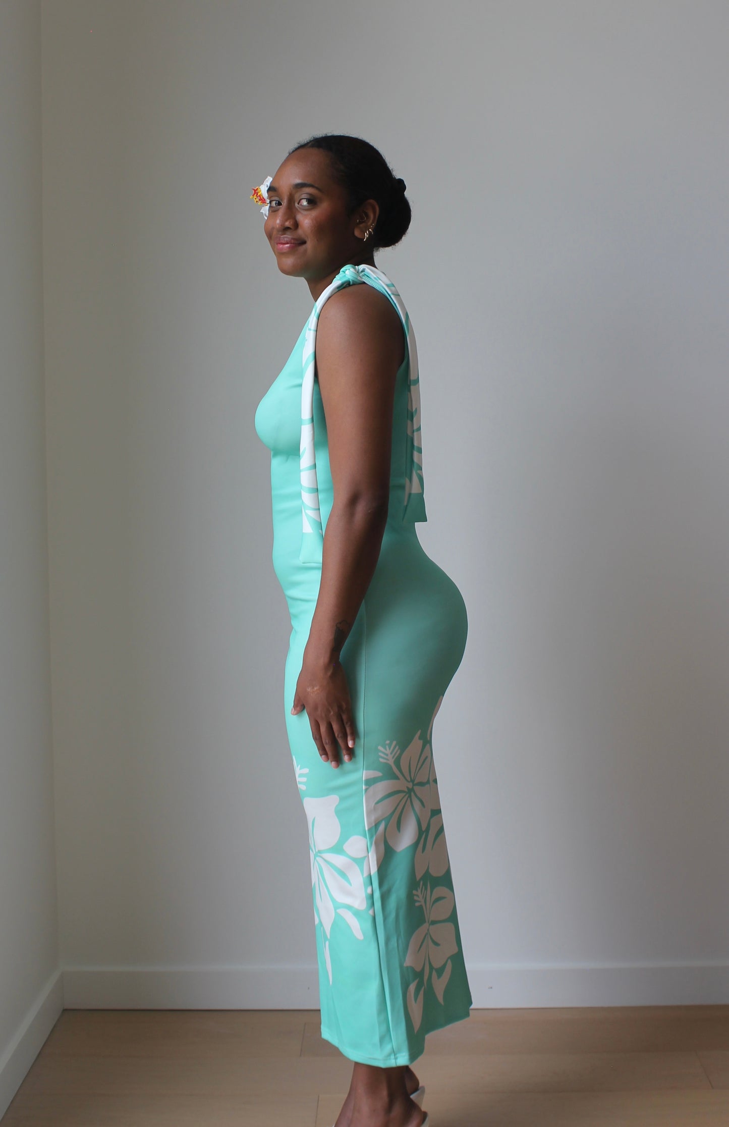 Hibiscus Dress - Turquoise