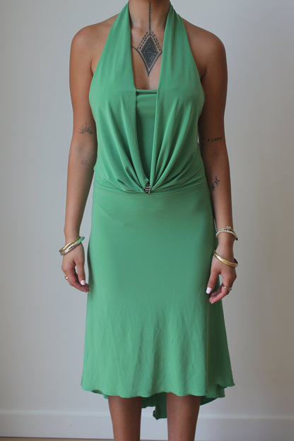Green Halter Midi