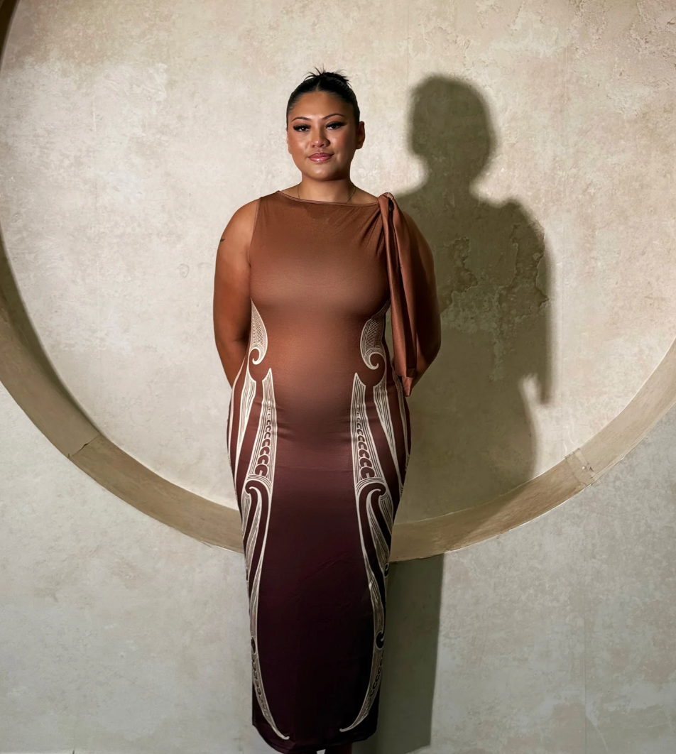 Ātaahua Knot Dress - Brown