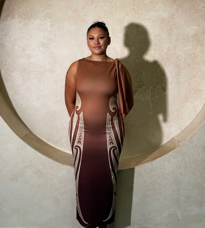 Ātaahua Knot Dress - Brown